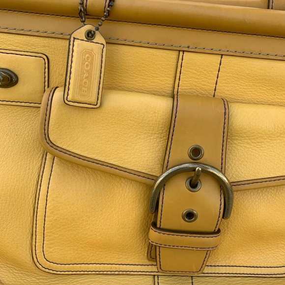Vintage COACH purse mustard yellow Satchel handbag-shoulder bag E043-9749 - Picture 14 of 16
